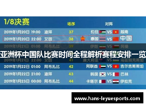亚洲杯中国队比赛时间全程解析赛程安排一览 亚洲杯中国队比赛时间全程解析赛程安排一览